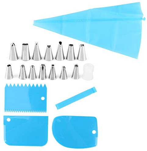 EMUKOEP Kit di Decorazione per Torte da 20 Pezzi, Set di Ugelli per Tubazioni in Acciaio Inossidabile, Strumento per Borse da Spremere per Creme, per Splendidi Disegni di Torte