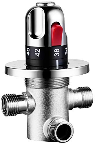 CIENCIA G1/2 Robinet mélangeur thermostatique en laiton robinet mélangeur eau chaude 3 voies vanne de commutation pour douche, chrome CTM505