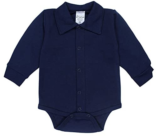 TupTam Body Baby Langarm oder Kurzarm mit Kragen – OEKO-TEX Baby Body Jungen aus Baumwolle, Farbe: Dunkelblau, Kinder Größe: 86