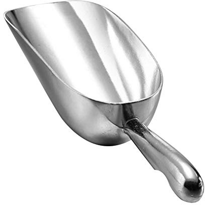 Ice Cube Endurance Scoop, Cast Aluminum Shovel Scoops Kitchen Utility Scoops Set Contoured Handle，Ideal for Ice Cube Coffee Bean Food Candy Flour Popcorn Rust Free (12oz Silver)
