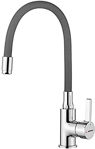 GRIFEMA Irismart - Grifo monomando cocina, mezclador de fregadero con caño flexible, Cromo (Gris/Plata), 3/8 de pulgada [Exclusivo en Amazon]