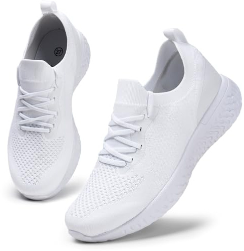 HKR Sneakers Donna Leggero Mesh Tennis per Ginnastica Sportive Fitness Camminare Outdoor Running Jogging Sneakers Bianco EU 41
