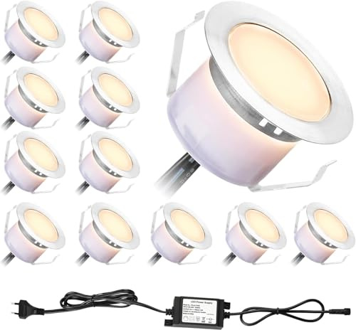 20er WIFI LED Bodeneinbauleuchten Terrassenbeleuchtung Arbeitet mit Alexa,WiFi Smart Phone Ø45mm IP67 Wasserdicht LED Einbaustrahler Bodenstrahler
