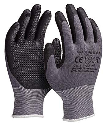 Colorus 12 Paar Profi Arbeitshandschuhe Gr. 8 (M) | Grob genoppte Nitril Handschuhe | Gartenhandschuhe Haushaltshandschuhe | Montagehandschuhe Nitril-Handschuhe | Handschuhe Baustelle, Arbeit