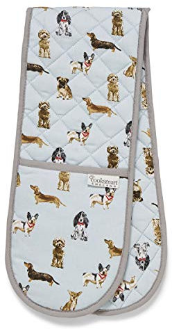 Cooksmart Double Oven Gloves Heat Resistant | British Designed Heat Resistant Oven Gloves | Modern Oven Mitt & Potholder for Home Cooking | Maximum Heat Protection Kitchen Oven Gloves - Curious dogs