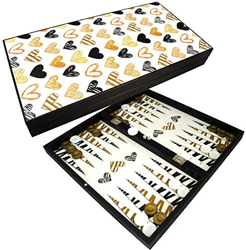 PrimoLiving Deluxe Holz Backgammon Spielset Valentine XXL – 48 x 48,7 cm