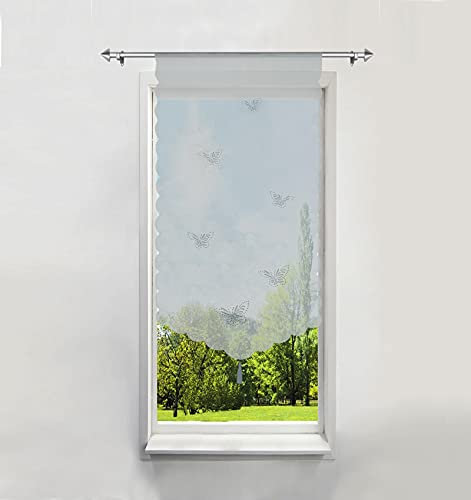 BAILEY JO Scheibengardine mit Schmetterling Laserschneiden Rollos Voile Transparent 1er-Pack Bildergardine (Grau, BxH 40x90cm)