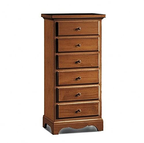 Mar.c.a. Design, Cómoda Dormitorio, Cajonera de Madera, Nogal Oscuro - Comoda Dormitorio 6 Cajones 50x35x105cm de Estilo Clásico - Sinfonier y Mueble Salon Ideal para Varios Ambientes - Made in Italy