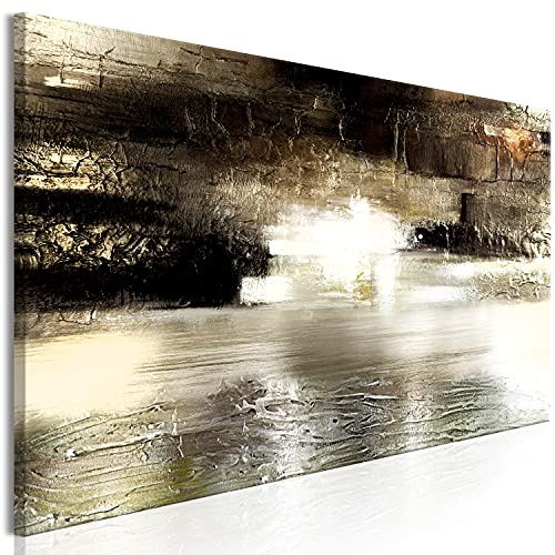 murando Väggbild Canvastavla Abstrakt 150x50 cm XXL Tryck Väggtavla 1 del Kanvasbilder Väggmålningar Väggdekoration Textur som målat gold beige brun svart Vit a-A-0729-b-a
