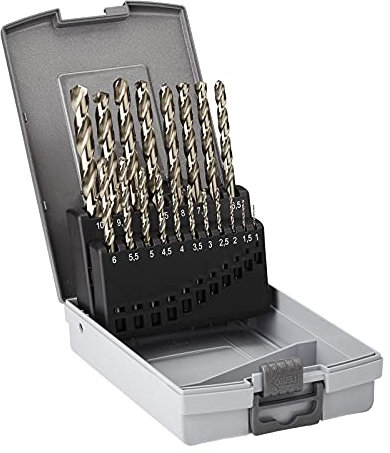 Spiralbohrer-Set 19-tlg. Ø 1-10 mm HSS-Co5 DIN 338N, 135° Premium Metallbohrer in Profi-Qualität mit 5% Cobalt-Anteil von SOTECH