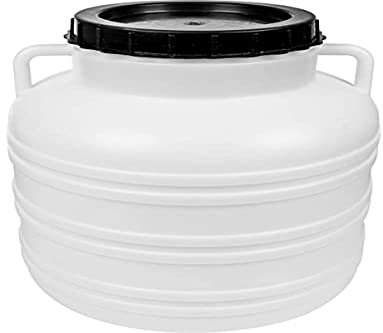 Browin 360120 Barril de Col 20 L, Ø 13 cm, para Pepinos, Encurtir, Ensilaje, Apto para Alimentos, con Tapa, Asas, Blanco