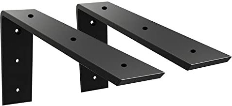WINKER Arbeitsplattenstütze, strapazierfähig, 0,95 cm dick, versteckte L-Regalhalterung, 25,4 x 15,2 x 6,3 cm, Metallkorbel für Quarz/Granit/Holz/Beton/Laminat-Arbeitsplatten, Schwarz, 2 Stück