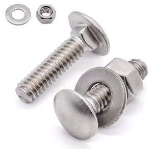 M6-1.0 x 20mm (15 Sets) Stainless Steel Carriage Bolt DIN603 with Hex Nut and Flat Washer, 304 Stainless Steel 18-8, by Glvaner