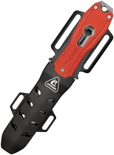 CRESSI Unisex-Adult Lizard Knife Red Professionelles Tauchermesser, Rot/Rostfreie Klinge/Schwarz Scheide, One Size