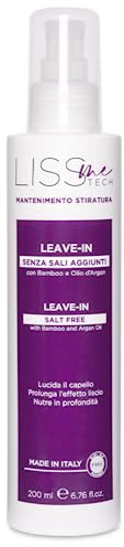 Liss Me Tech, Leave, In Mantenimento | Balsamo Capelli Senza Risciacquo a Base di Olio d'Argan e Bamboo, Nutre e Districa per Capelli Setosi, Azione Anticrespo