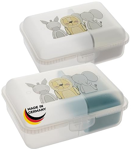 2friends Brotdose Schule 2er Set, Lunchbox Kinder mit Fächern, Brotzeitbox Kinder mit Trenneinleger + Klickverschluss, 100% Recyclebar, Lebensmittelecht, ohne BPA, Made in Germany