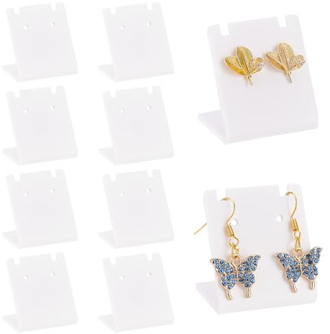 PH PandaHall 10 pezzo Espositori per Orecchini e Collane, Supporto per Orecchini In Acrilico Coppia Singola Espositori per Gioielli A Forma di L Espositore per Gioielli con Collana,3.45x2.6x3.55cm