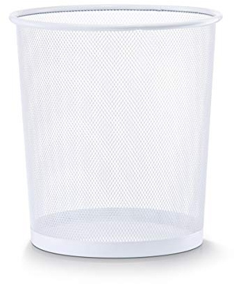 Basera Papierkorb Mülleimer, 28 x Ø26 cm (weiß) | Metallgeflecht, Rund, Für Büro, Bad, Jugendzimmer & Kinderzimmer