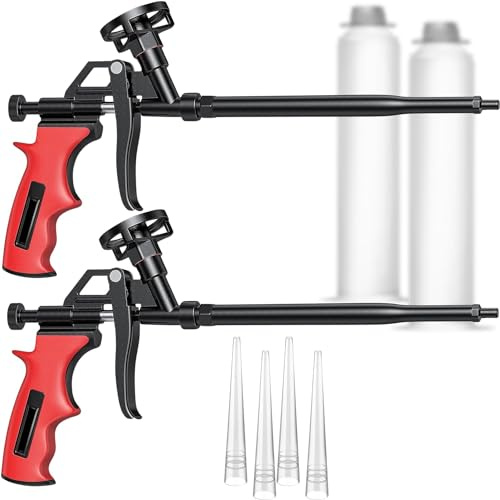 2PCS Red Foam Gun – Heavy Duty PU Foaming Sealant Sprayer for Caulking and Insulation Professional Foaming Gun Spray Application for Filling and Sealing Caulking Gun