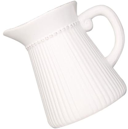 DECHOUS Relief Milk Jug Vase Countryside Ceramic Flower Vase Simple Design for Home Decor White Ceramic for Flower Arrangement