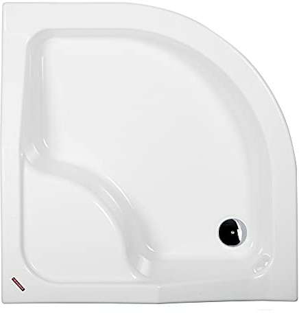 Sellon24® Duschwanne mit Sitz und EPS-Träger Duschtasse Acrylwanne Tief Weiß Stabil Glatt Styroporträger Viertelkreis R55 Befliesbar BAU-Höhe 41cm (MT_80x80x41 R55)