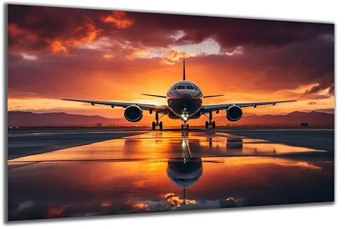 DARO Design - Wand-Bild auf 6mm HDF 84x56 cm Flugzeug Flieger - Wand-Deko Bilder Geschenk