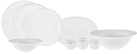 Karaca Fine Pearl Fame Service de Table 58 pièces pour 12 personnes, Platine