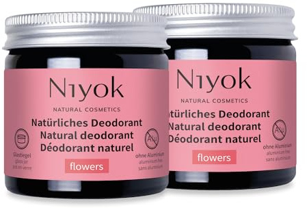 Niyok 2-in-1 Deocreme Flowers 2 x 40 ml | Natürliches Deodorant mit Shea Butter und Kokosöl für 24h Schutz vor Geruch und Schweiß