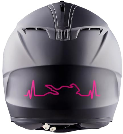 Finest Folia Aufkleber Herzschlag Bike 2 Stück je 12,2x3cm Sticker für Motorrad Auto Motorradhelm Motorradaufkleber Kfz Zubehör selbstklebend K158 (Neon Pink)