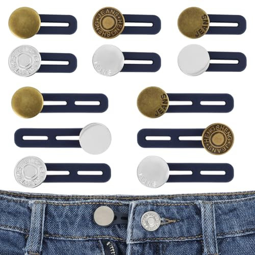 GEEHUA 12 Stück Hosenbunderweiterung, Taillen Hose Knopfverlängerungen Jeans Knopfverlängerungen Hemdkragenverlängerungen Hosen Taillenverlängerungsröcke Knopfverlängerungen für Männer Frauen
