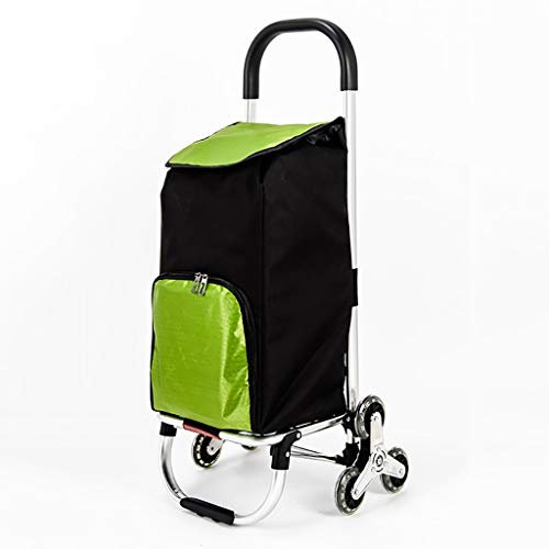 Generisch Treppensteiger-Artefakt, bewegliche Sackkarren, 6-Rad-Trolley mit abnehmbarer Tasche aus Oxcloth, Aluminiumlegierung, Grün