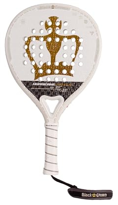 Black Crown - Hurricane Pro 3.0 Raquette de Padel, Modèle Avancé, 355-370 g, Cadre Double Tubulaire Air 38 mm, Forme Ronde, 60% Puissance 40% Contrôle