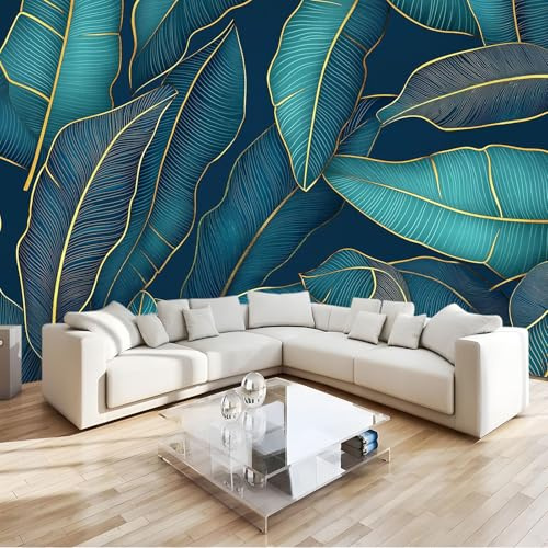 3D Papier Peint Texture Luxueuse De Feuille De Bananier Vert Papier Peint Panoramique Mural 400x280 cm Affiche Géante Décoration Pour Salon Chambre Chambre D'Enfant Décoration Murale