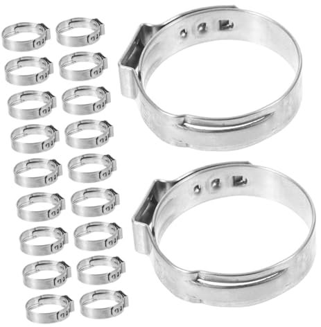 PLAFOPE 30pcs Heavy Duty Stainless Steel Single Ear Clamp for Pipe Repair Hose Crimp Clamps for Tubing