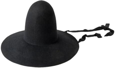 Damenhut aus 100 % Wolle, extra breite Krempe, Filzhut, Vintage-Stil, Party, Abschlussball, Schwarz , S