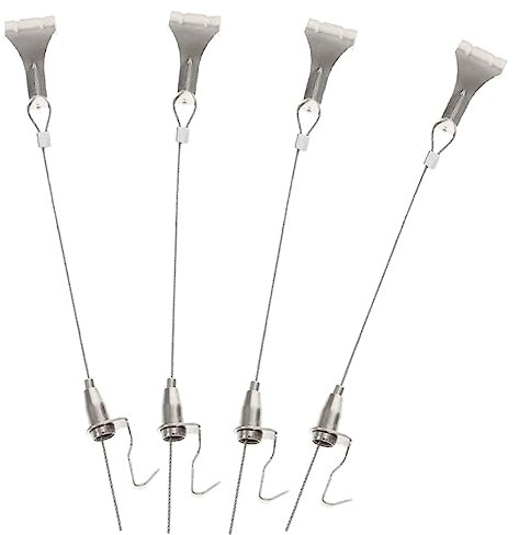 GLEAVI Cordón Ajustable De Acero Inoxidable Para Colgar Cuadros, Gancho Para Marcos Con Cable De 1 Metro, Sistema De Suspensión Resistente Para Decoración Hogar y Oficina, 4 Juegos Completos