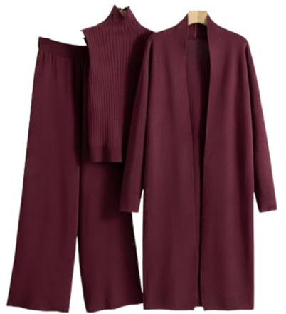 WANAHTON Damen 3-Teiliges Strickanzug Outfit - Elegant Cozy Knit Lounge Wear
