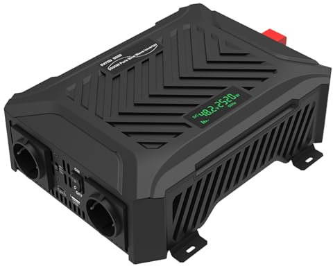 DATOUBOSS Universeller Spannungswandler 48V/60V/72V auf 230V 2500W, Wechselrichter Reiner Sinus 5000W Spitzenleistung, mit Einstellbarer Eingangsspannung, LCD Display, 2 EU Steckdose