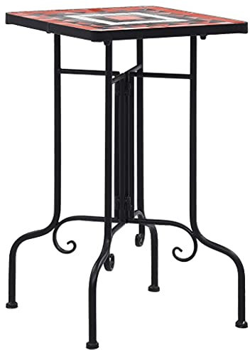 LVHUIDEH Mosaik Beistelltisch Blumentisch Blumenständer Mosaiktisch Pflanzentisch 35 x 35 x 56 cm Eisen + Keramik