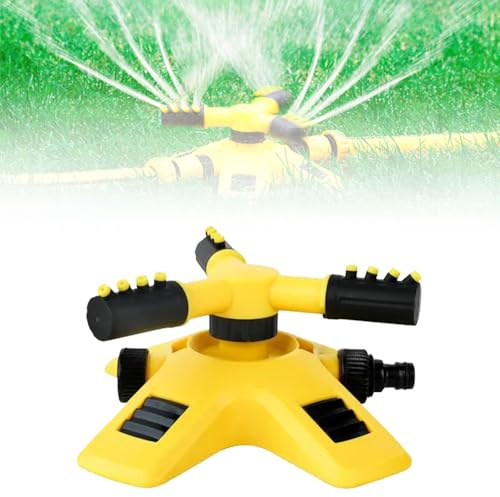 360 Grad Kreisregner Rasensprenger Große Flächen, Gartensprenger, Rasenbewässerung Rotierender Wasser Sprinkler, 3 Arm Sprenger, Rasensprinkler für Bewässerungsanlagen (nackt)