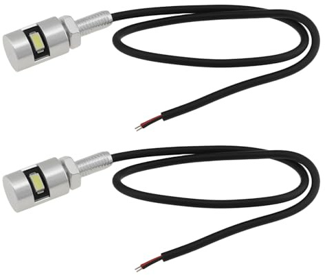 YINETTECH 2 Stücke 12V M6 Runde Metall Motorrad LED Kennzeichen Lichter Für Die Meisten Motorräder Roller Autos Anhänger