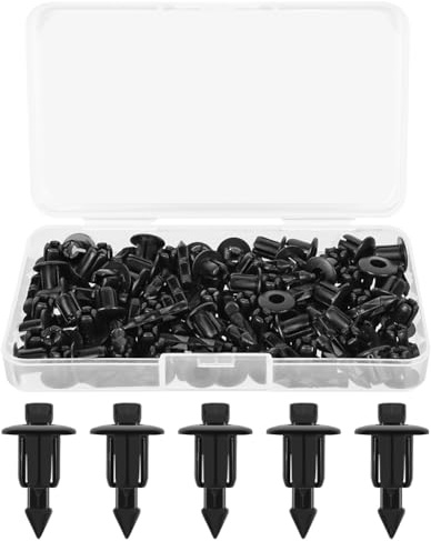 Adiwo 60 Pezzi Rivetti in Plastica per Auto, 6mm Ermagli a Pressione Auto, Clips Plastica, Clip di Fissaggio, Rivetti in Plastic