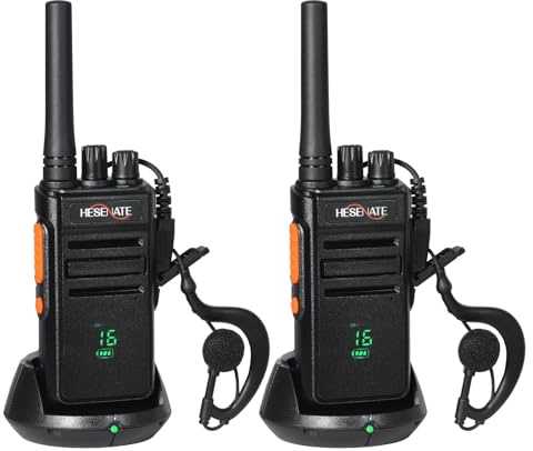 Talkie Walkie PMR446 sans Licence 16 Canaux, Rechargeable avec Chargeur USB, Talkie Walkie Professionnel avec Oreillette (2pcs, Noir)