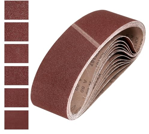 QUARKZMAN 152mm x 1220mm Nastri Abrasivi, 12Pz 60/80/120/150/240/400 Grana Carta Vetrata per Levigatrice Ossido di Allumina Per Lavorazione Legno, Lucidatura Metalli, Affilatura Coltelli | Carta Vetrata, Ossido di Allumina, per Levigatrice, per Lavorazione Legno, Lucidatura Metalli, Affilatura Coltelli