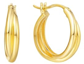 KnSam Orecchini a cerchio in oro 18 K, con doppio cerchio, stile Liberty Au 750