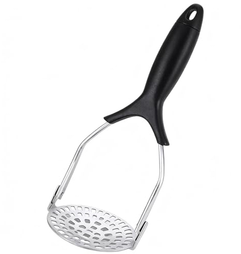 Broyeur à pommes de terre en acier inoxydable - Ustensile de cuisine avec poignée de 27 x 10 cm, outil pour presser les haricots et les légumes, accessoire pratique et facile à nettoyer pour écraser
