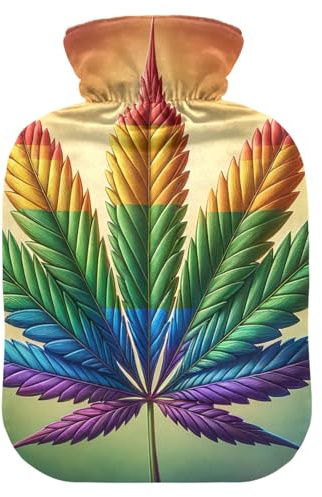 Wärmflasche mit weichem Bezug, Fußwärmer mit weichem Bezug, bunte Blätter, Wärmbeutel für Nacken, Schulter und Menstruationskrämpfe, klein