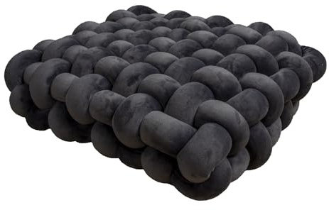 Almohada de Nudo Cuadrada, Cojín Cuadrado Suave, Almohada de Peluche Tejida a Mano para Hogar, Sofá, Cama, Decoración(Dark Gray,40x40x12cm)