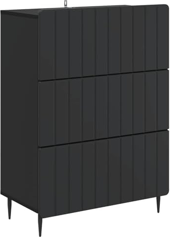 Nusvialune Lådskåp, svart, trämaterial 66 x 34,5 x 92 cm med 3 lådor, modernt förvaringsutrymme för vardagsrum, kontor, hall, mångsidig förvaringslösning kompakt och stabil