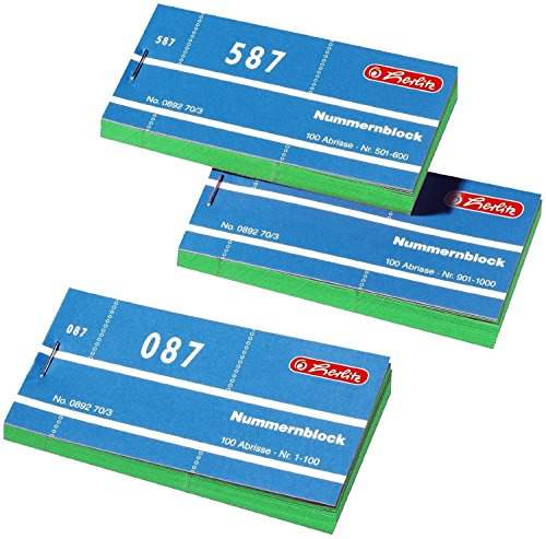 Herlitz Nummernblöcke 1-1000, 105 x 50 mm (20×100 Abrisse, grün)